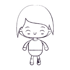 blurred thin silhouette of kawaii little boy with happiness facial expression vector illustration