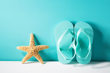 Summer theme with sandals and starfish