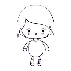 Fototapeta premium blurred thin silhouette of kawaii little boy with facial expression of surprise vector illustration