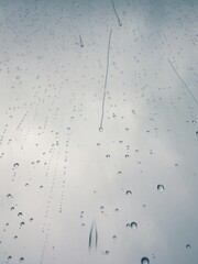 Raindrops on window. Rainy season. Feel fresh.