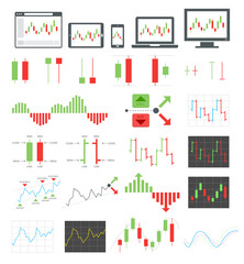Binary options icons. Vector illustrations.