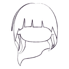 blurred thin silhouette of faceless head of little girl with long hair vector illustration