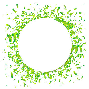 Green Confetti With A White Circle