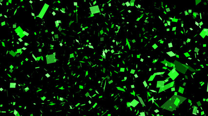 Abstract background with square particles, luminous background with squares, Rain Square, green motion abstract background with animated squares and particles