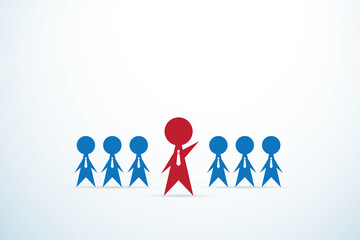 red businessman lead team, leadership and business concept