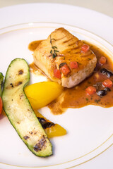 Plate of cod fish fillet steak