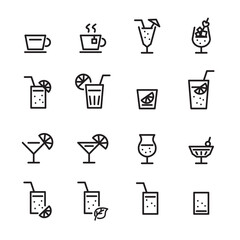 drink line icon set