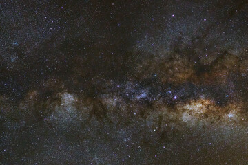 Fototapeta na wymiar Clearly milky way galaxy at phitsanulok in thailand. Long exposure photograph.with grain