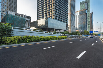 Empty downtown street intersection,shot in Shanghai,China.