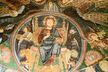 Fresco in Church of the Cross at Rose valley. Cappadocia. Turkey