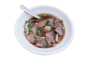 Beef and offal noodle, Thai style with clipping path