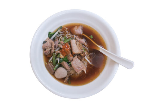 Beef and offal noodle, Thai style with clipping path