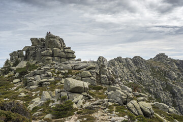 Fototapeta na wymiar Views of Siete Picos (Seven Peaks) range. It is one of the mountain ranges better known in Guadarrama Mountains National Park, province of Madrid, Spain