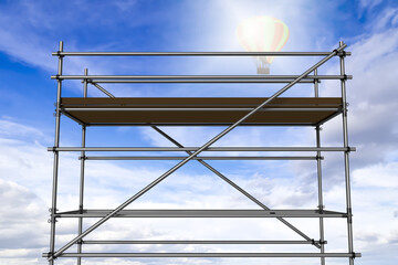 Scaffolding towering into the sky