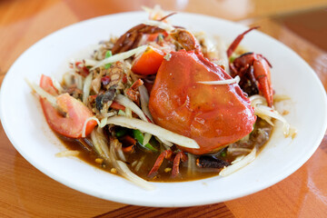 Somtum, papaya salad delicious food in thailand,Close-up