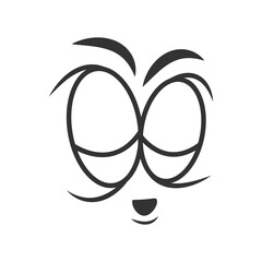 Simple sad cartoon face in black and white colors vector