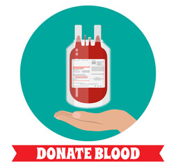 Blood bag and hand of donor