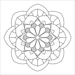 Flower mandala vector illustration. Oriental pattern, vintage decorative elements. Islam, Arabic, Indian, moroccan, turkish ottoman motifs. Coloring page