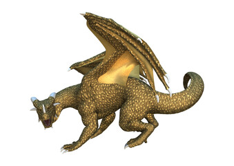Fototapeta premium 3D Rendering Fantasy Dragon on White
