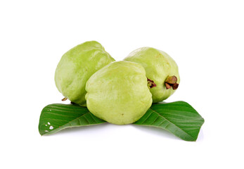 Guavas on white background
