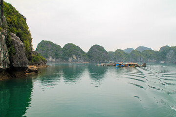 Beautiful Ha Long Bay with Limestone Cliffs