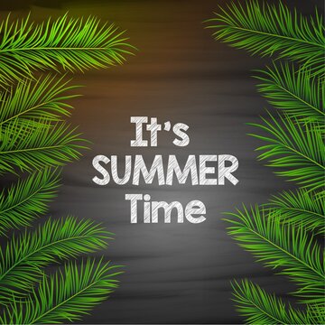 It's summer time background with palm leaves