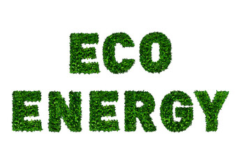Eco energy, used by green leafs on white background