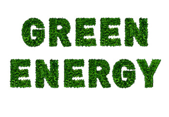 Green Energy, used by green leafs on white background