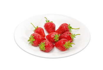 Garden strawberry fruits on the white dish