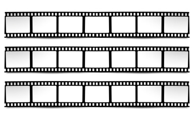 Film, movie, photo, filmstrip on white in black and white colors
