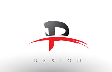 P Brush Logo Letters with Red and Black Swoosh Brush Front