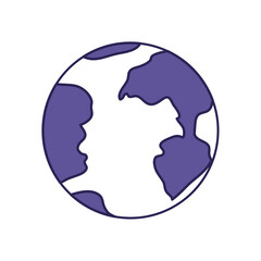 purple line contour of earth globe icon vector illustration