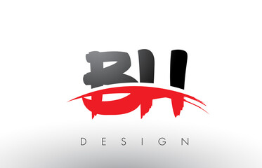 BH B H Brush Logo Letters with Red and Black Swoosh Brush Front