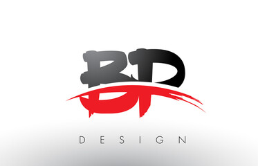 BP B P Brush Logo Letters with Red and Black Swoosh Brush Front