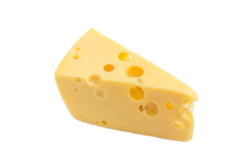 Piece of Swiss-type cheese on a light background