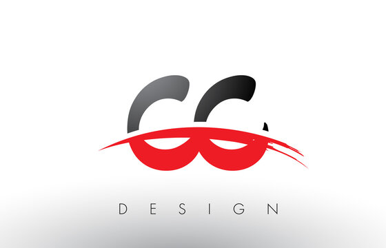 CC C C Brush Logo Letters with Red and Black Swoosh Brush Front