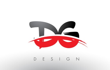 DG D G Brush Logo Letters with Red and Black Swoosh Brush Front