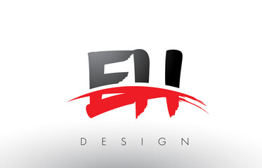 EH E H Brush Logo Letters with Red and Black Swoosh Brush Front
