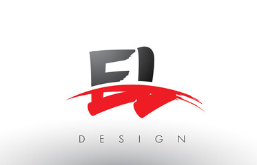 EL E L Brush Logo Letters with Red and Black Swoosh Brush Front