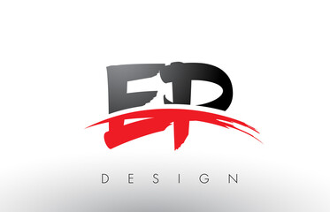 EP E P Brush Logo Letters with Red and Black Swoosh Brush Front