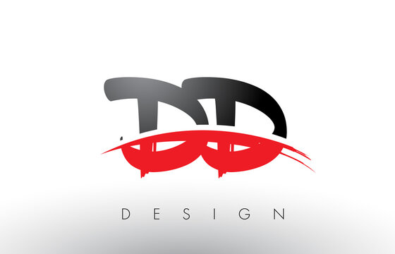 DD D D Brush Logo Letters with Red and Black Swoosh Brush Front