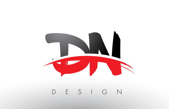 DN D N Brush Logo Letters with Red and Black Swoosh Brush Front
