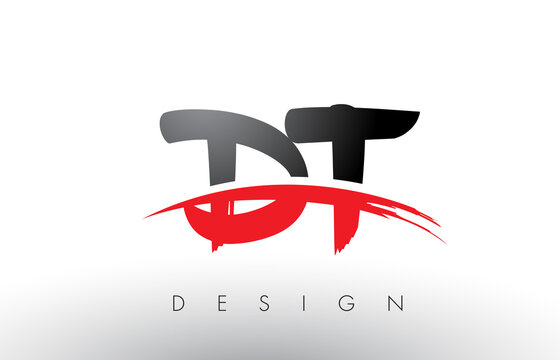 DT D T Brush Logo Letters with Red and Black Swoosh Brush Front