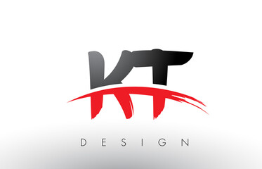 KT K T Brush Logo Letters with Red and Black Swoosh Brush Front