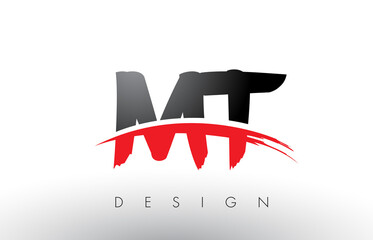MT M T Brush Logo Letters with Red and Black Swoosh Brush Front