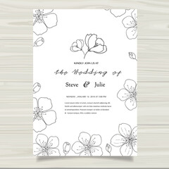 wedding invitation card with  flower Templates