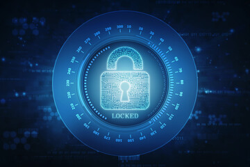 2d illustration Safety concept: Closed Padlock on digital background