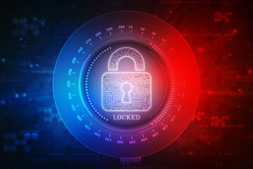 2d illustration Safety concept: Closed Padlock on digital background