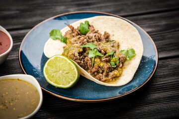 Mexican tacos with beef