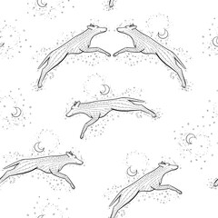 Zentangle seamless pattern background with woolf. Vector coyote zen tangle illustration. 2018 New Year dog.